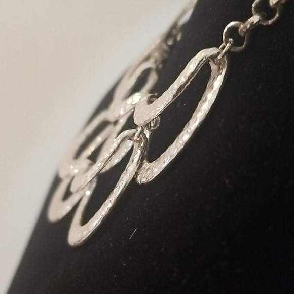 STACKED Hammered Silver Tone Statement Necklace - Picture 3 of 5